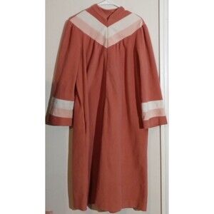 Vtg 60 Vassarette LG Rust Orange Pink Velour 1/2 Zip Robe Maxi Retro SeeNote